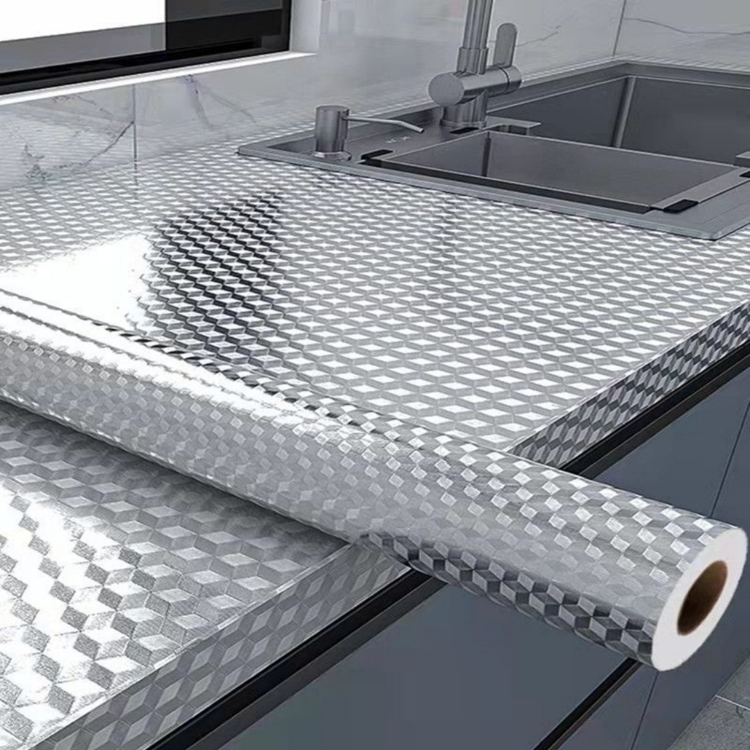 Commercial Kitchen Wall - Aluminiumfolie Küchenherd-Aufkleber, Ölfester Wasserdichter Feuerfester Hitzebeständiger