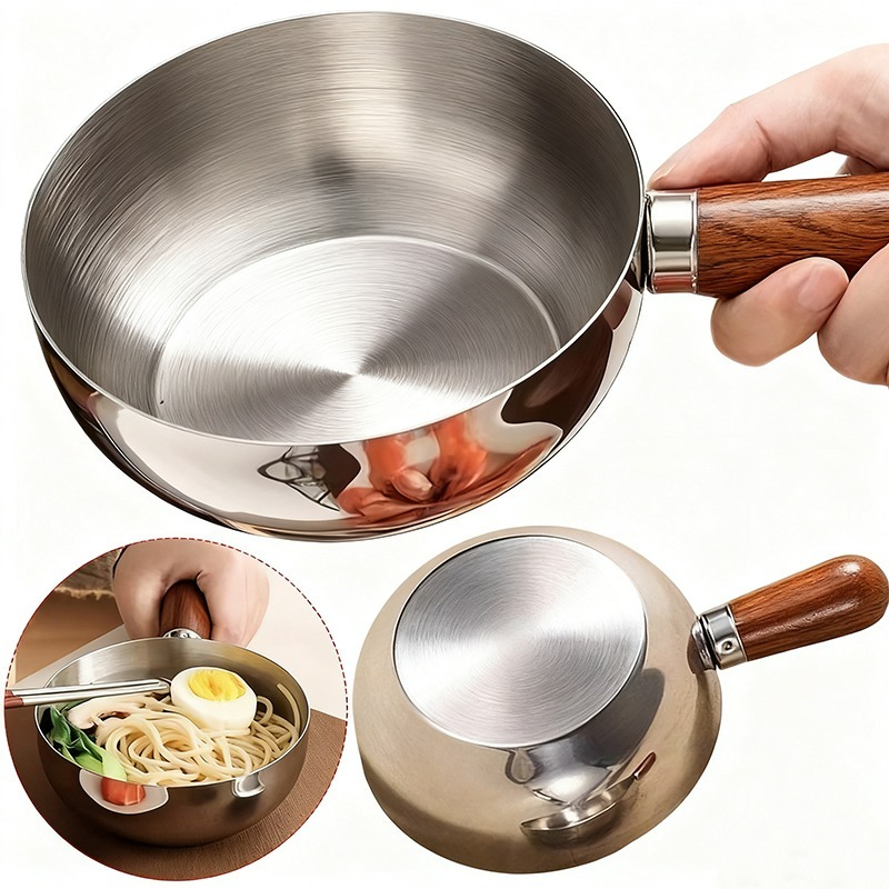Commercial Kitchen Pots And Pans - Edelstahl-Topf mit Walnussholzgriff, kleiner Kochtopf zum