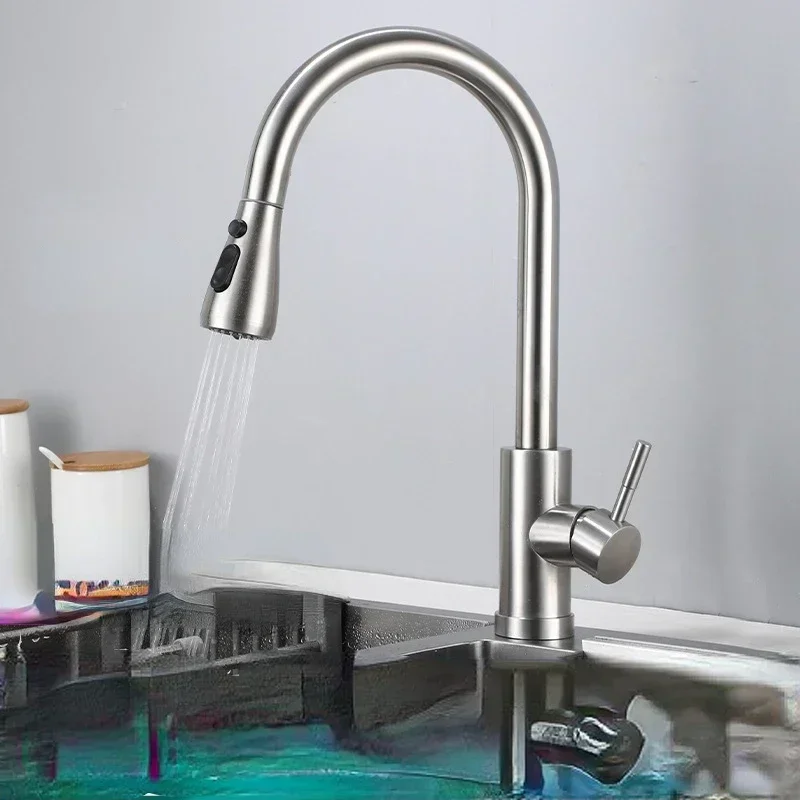 Commercial Kitchen Faucet - Küchenarmatur aus gebürstetem Nickel, Einloch-Armatur mit
