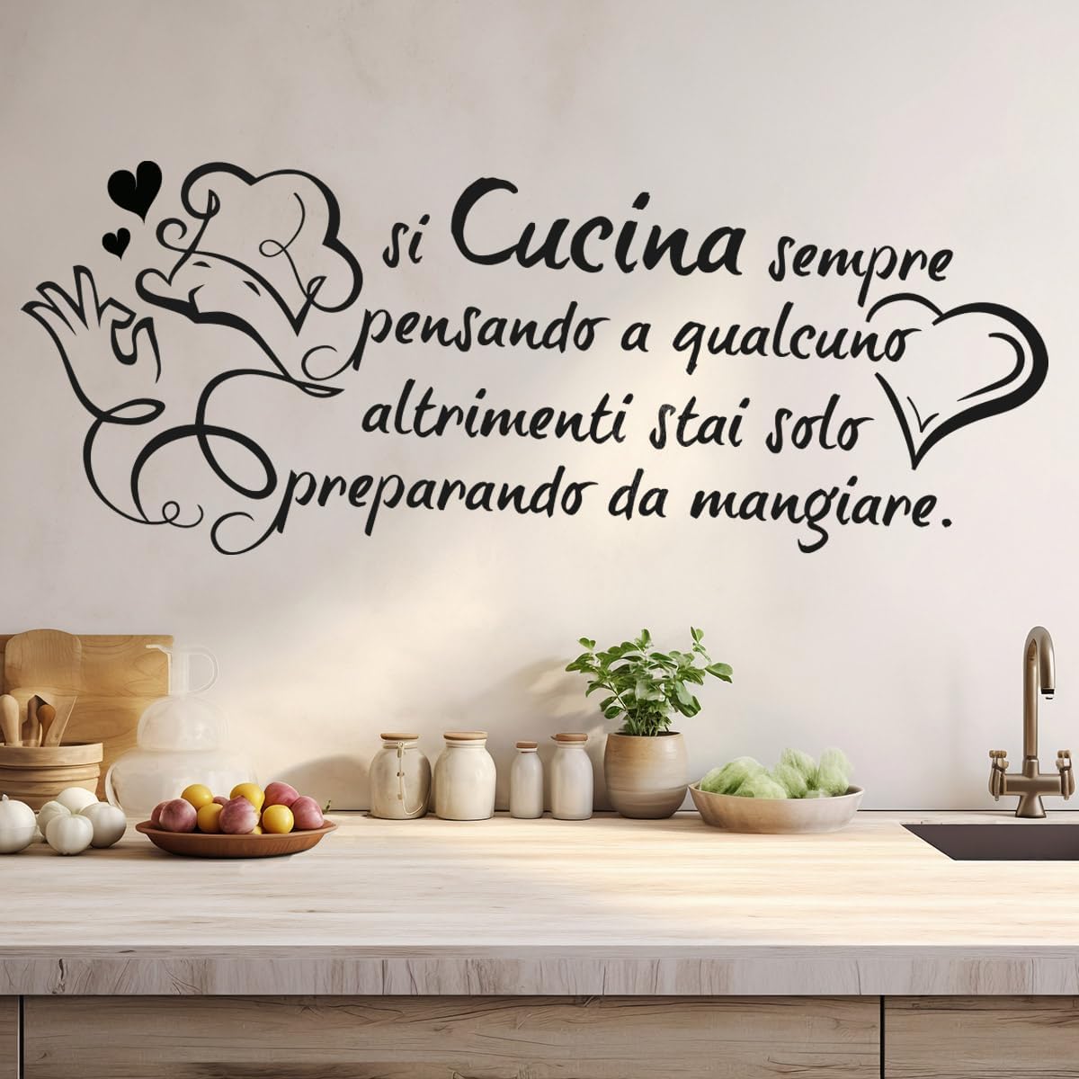 Commercial Kitchen Wall - Wandaufkleber mit französischem italienischem Küchen- und