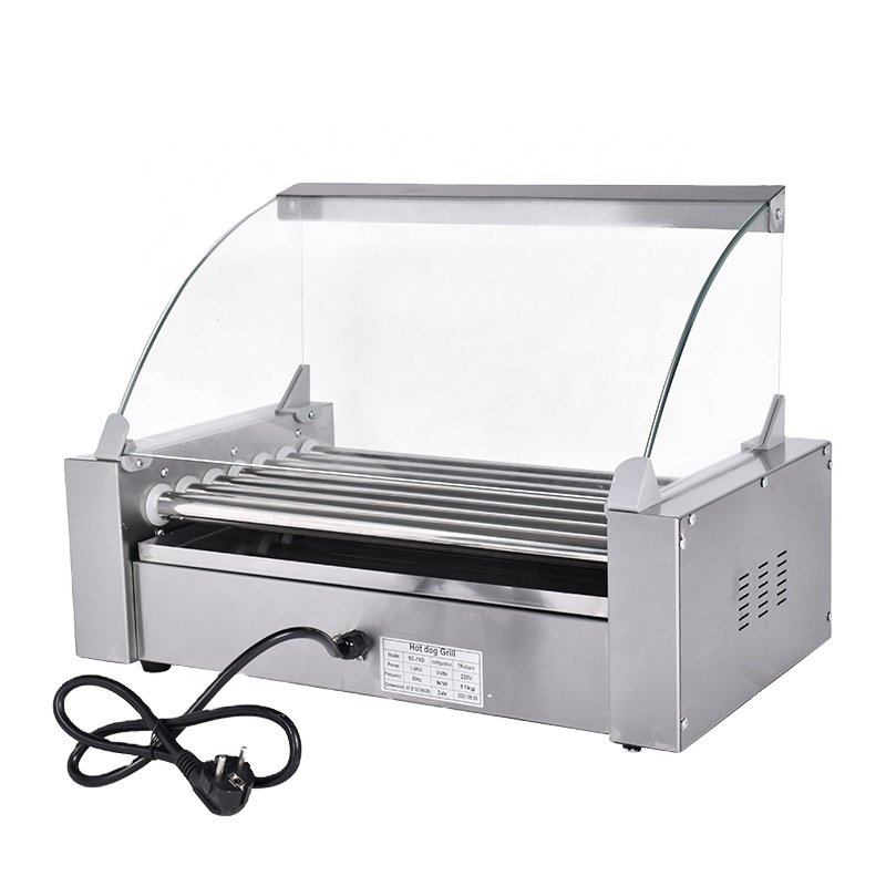 Hot Dog Roller Grill - Neue Hot-Dog-Grillmaschine mit 7 Antihaft-Rollen, herausnehmbarer