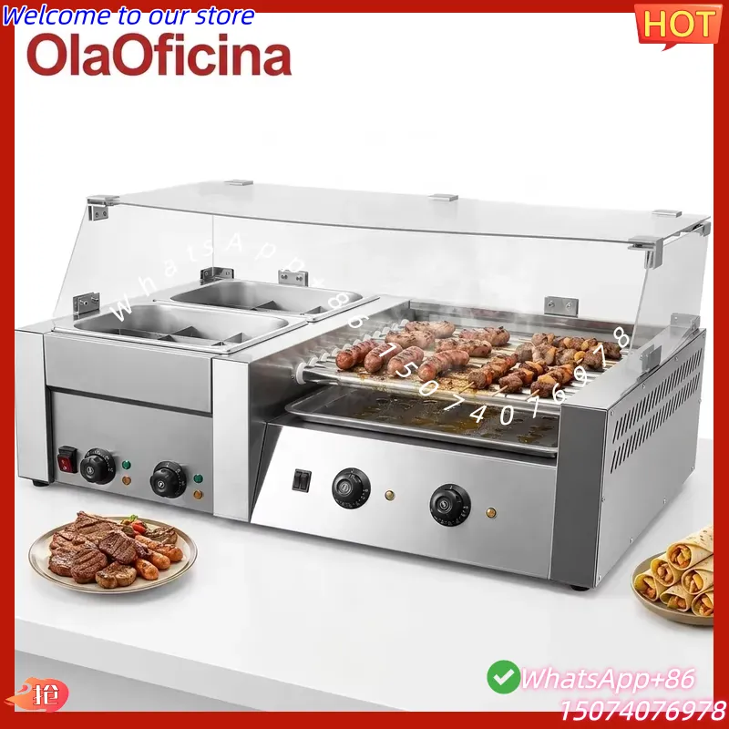 Hot Dog Roller Grill - 2026 11-Rollen-Elektro-Hotdog-Grill mit Oden-Kochtopf Kombiniert Kommerzieller