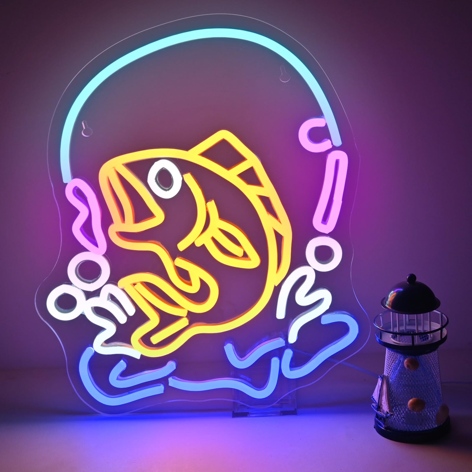 Commercial Kitchen Lighting Design - Angeln Neon Schild Fisch LED Licht